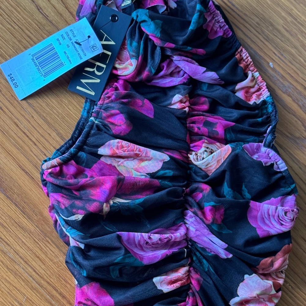 AFRM Pink and Black Floral Swimwear